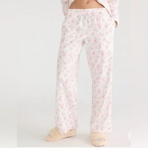 NWOT Aeropostale Pink Floral bow woven pajama pants size Large